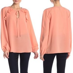 SALE! BCBGMAXAZRIA Ruffle Peasant Blush Top Blouse